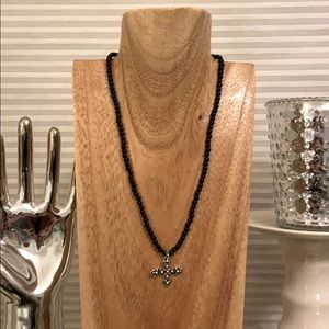 Handmade Beaded Sterling Silver Cross Necklace